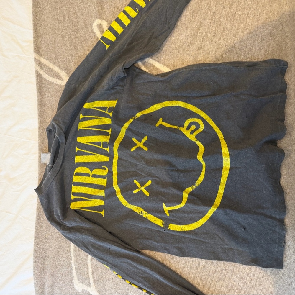 Nirvana Long Sleeve Shirt - Gray and Yellow